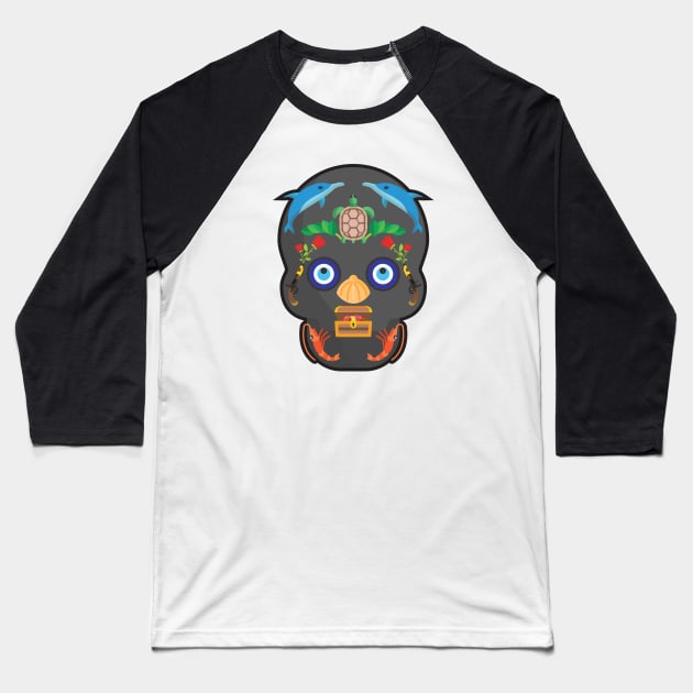 Sealife Sugar Skull Baseball T-Shirt by shultcreative